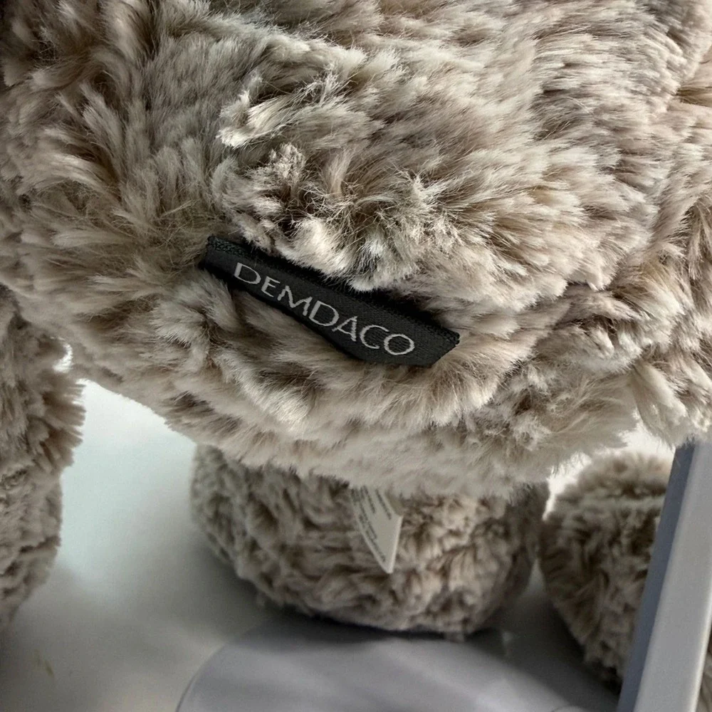 Demdaco Plush Puppy Dog Shaggy Taupe Floppy Limbs Weighted Stuffed Animal 16in